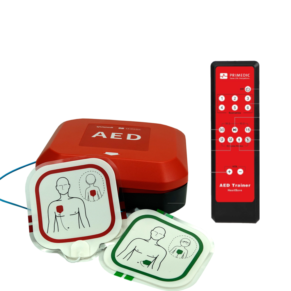 AED training set: Primedic HeartSave Y / YA + Practi-Man manikin