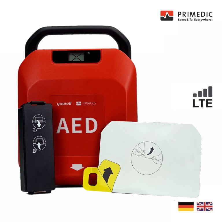 HeartSave YA mit Grafikanzeige, automatische  Schockabgabe, Fernüberwachung mit LTE-Modul und IoT-Lizenz, DE/EN