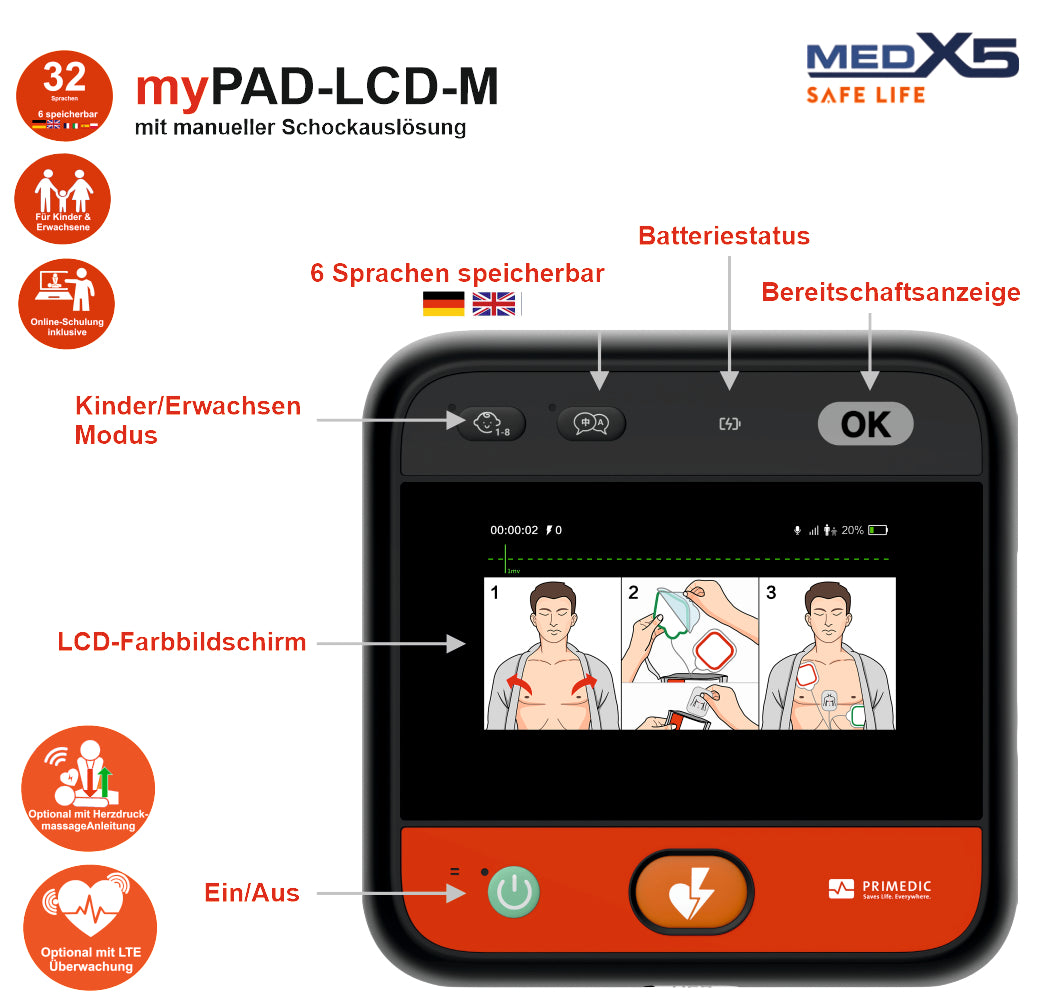 Metrax myPAD halbautomatischer AED | 8 Jahre Herstellergarantie*