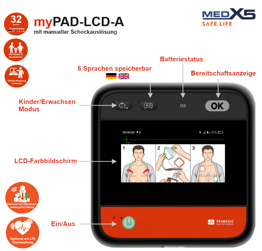 Metrax myPAD vollautomatischer AED | 8 Jahre Herstellergarantie*
