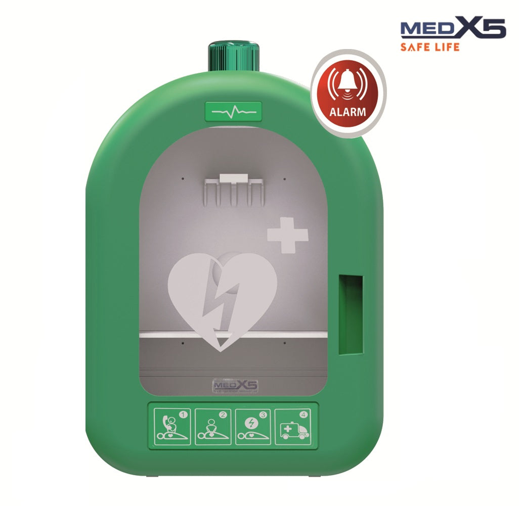 AED-Universal PVC Wandkasten für Innenbereich | Mit Türalarm