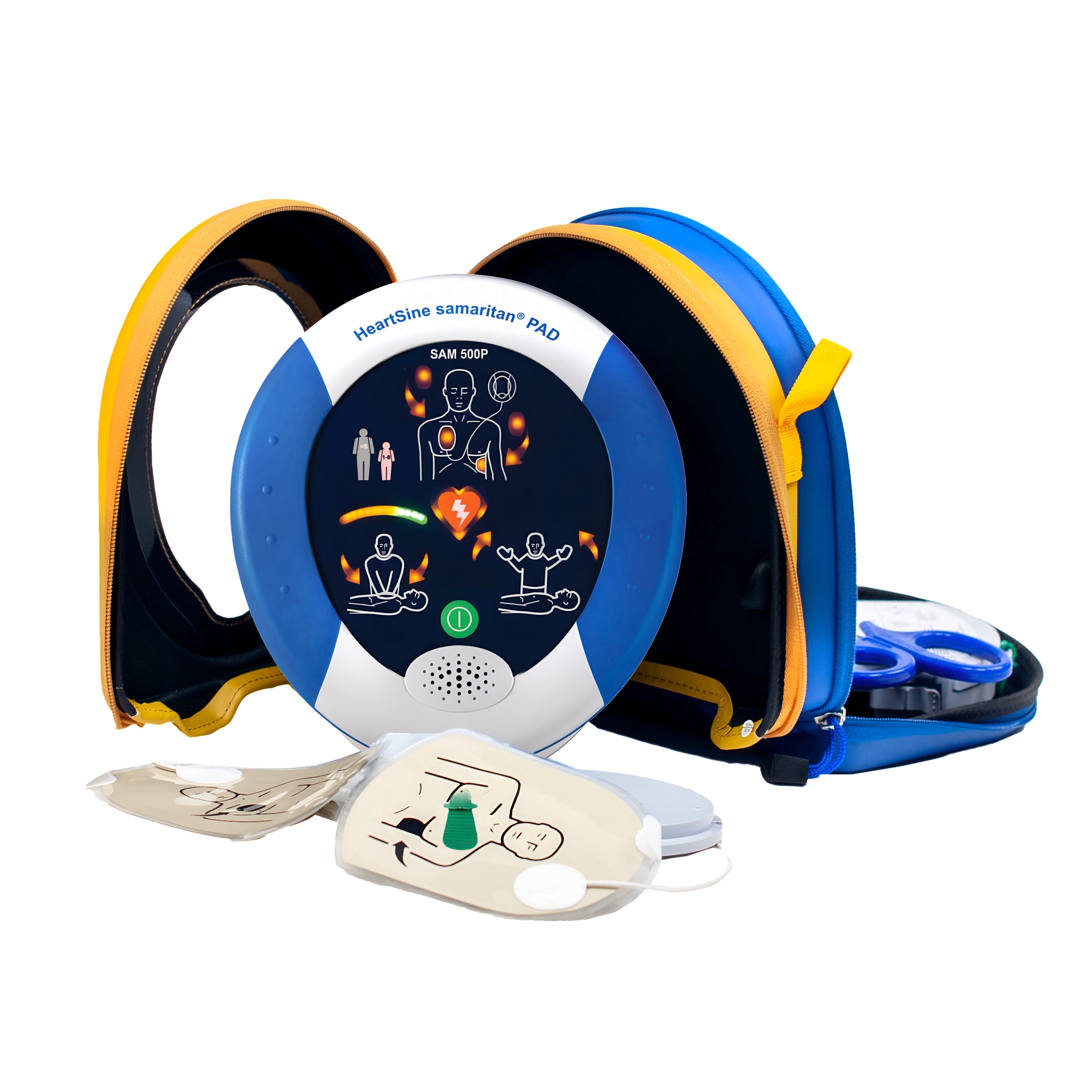 HeartSine SAM 500P manual defibrillator with CPR feedback and real time advise, EN