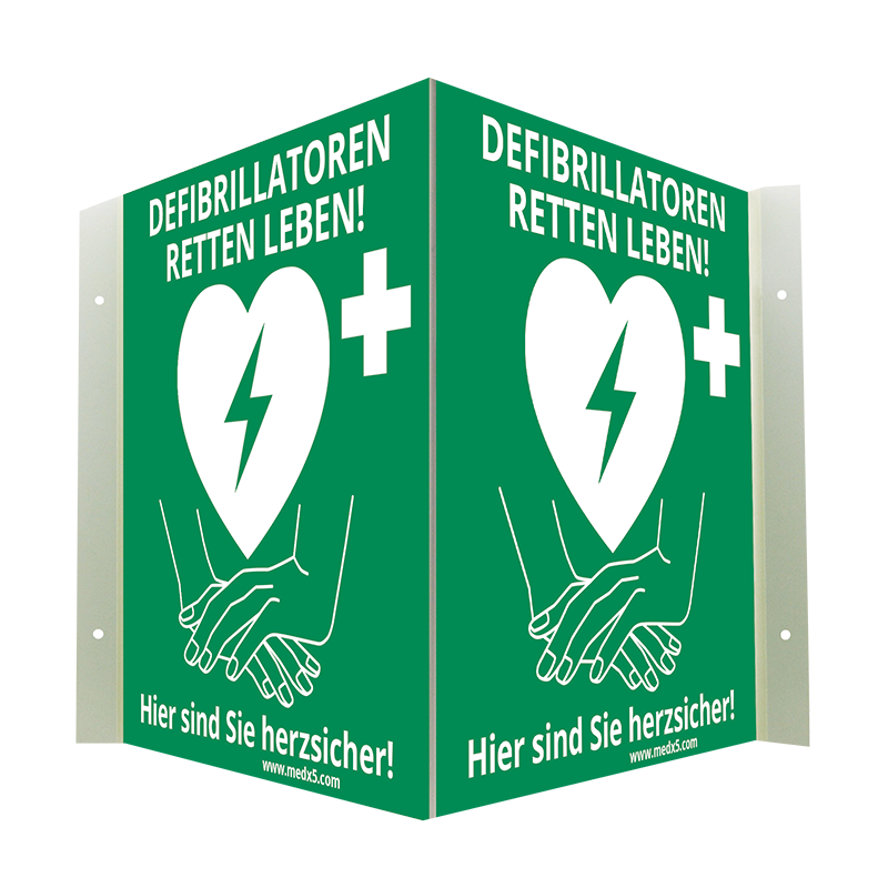 Defibrillator (AED) Standort-Winkelschild