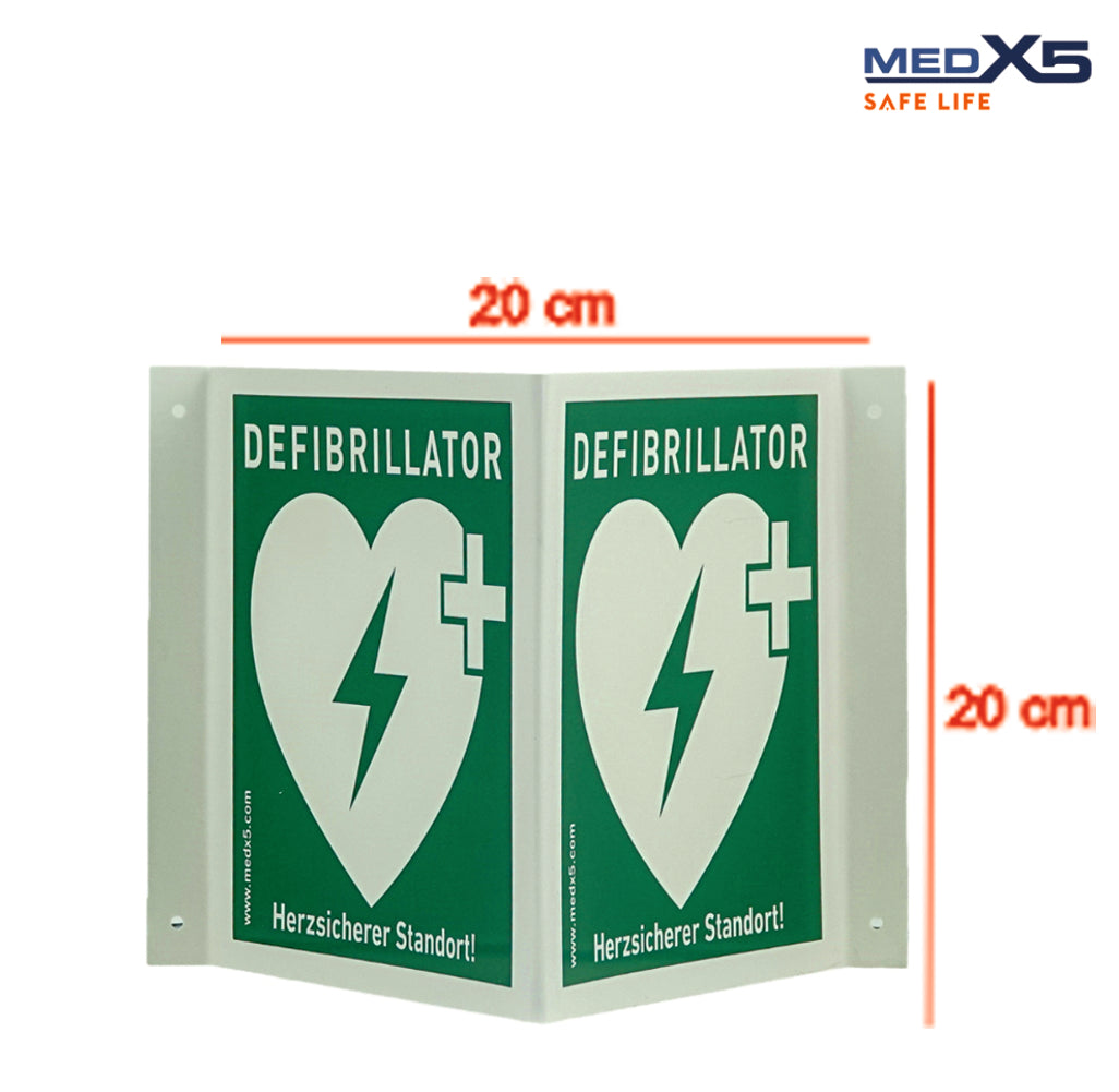AED Standort-Winkelschild | Reflektierend (20 x 20 cm)