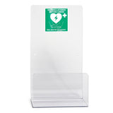 Defibrillator wall mount made of acrylic glass