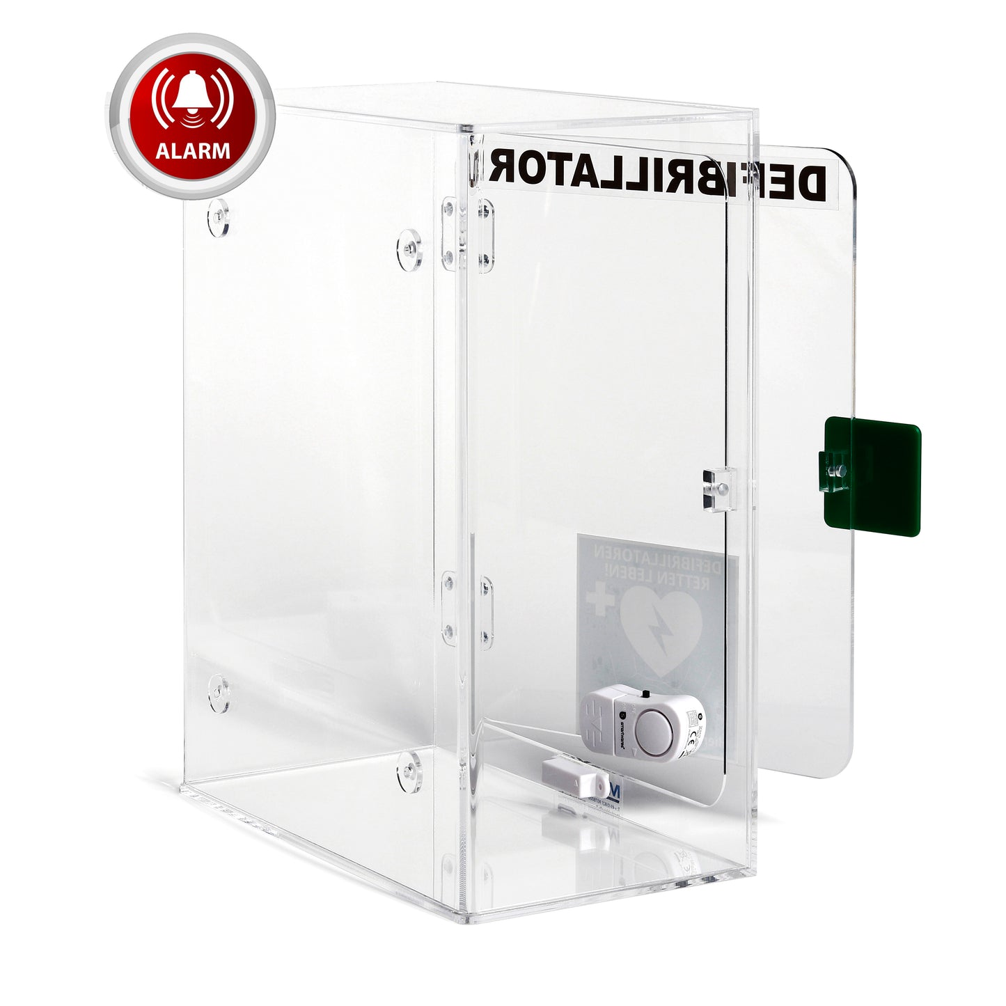 AED-Acrylwandkasten für Innenbereich | Mit Türalarm & Zubehör