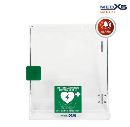 AED-Acrylwandkasten für Innenbereich | Mit Türalarm & Zubehör