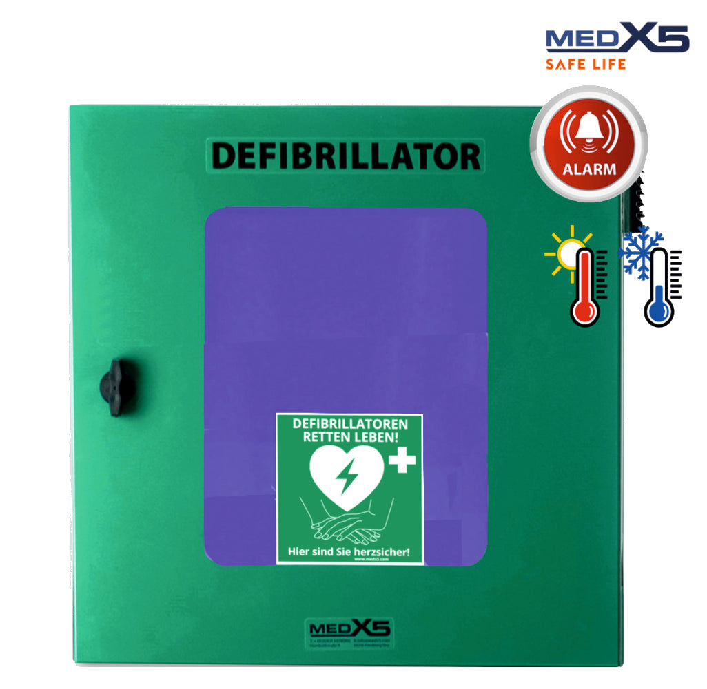 Universal AED-Außenwandkasten (Grün) | Klimatisiert & Alarmgesichert