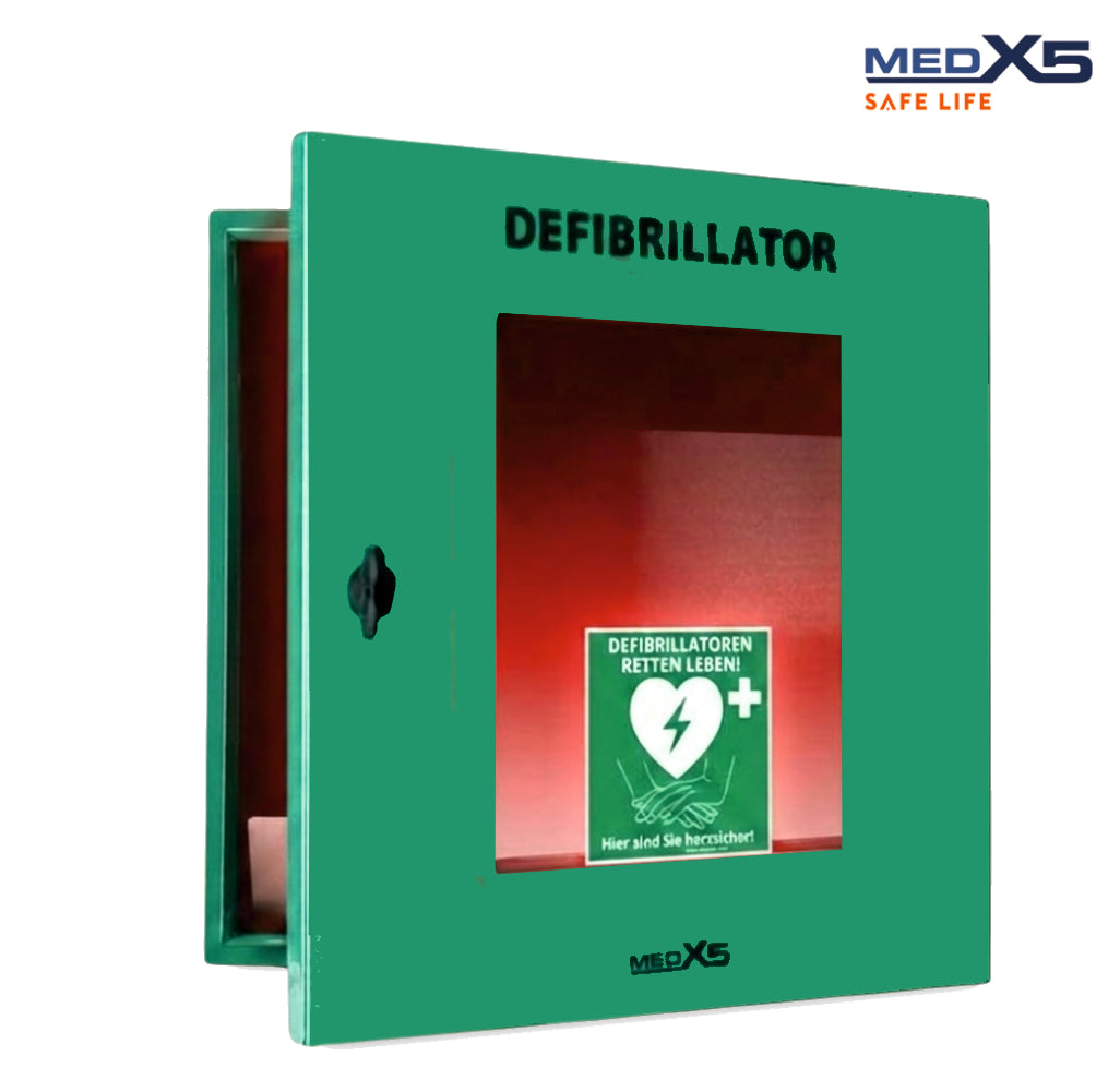 Universal AED-Außenwandkasten (Grün) | Klimatisiert & Alarmgesichert