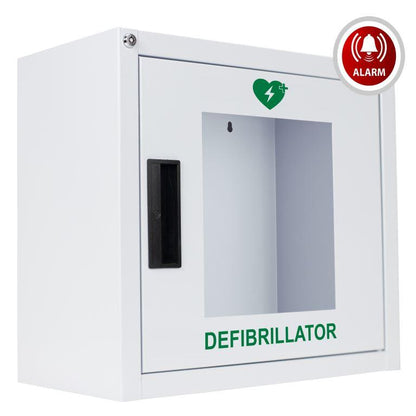 AED-Metallwandkasten für Innenbereich | Mit Türalarm & Zubehör (Weiss)