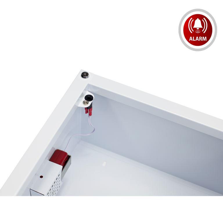 AED-Metallwandkasten für Innenbereich | Mit Türalarm & Zubehör (Weiss)