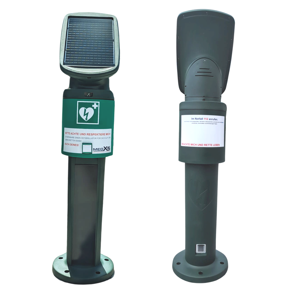 Universal defibrillator solar column