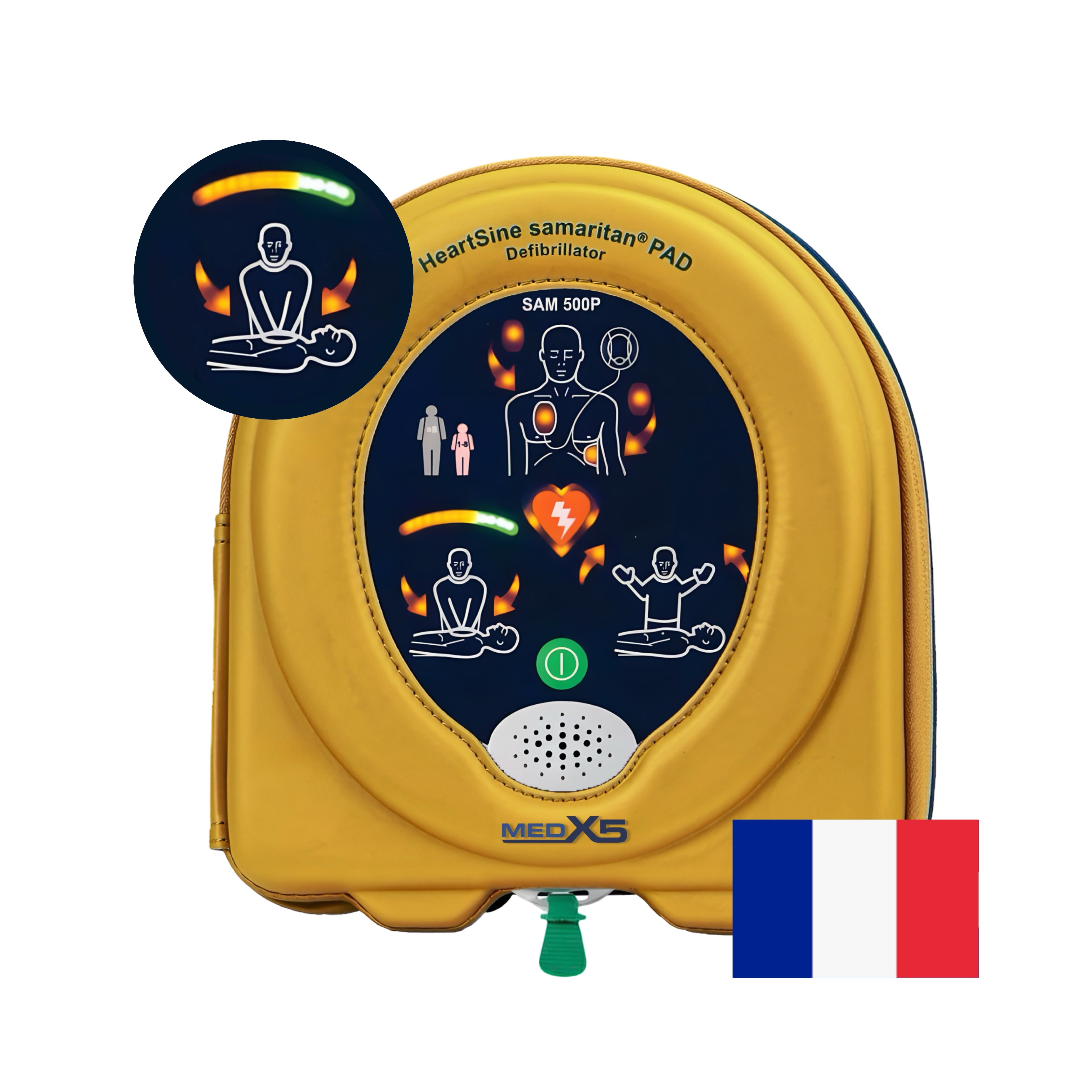 HeartSine SAM 500P Défibrillateur de réanimation avec délivrance manuelle du choc, FR