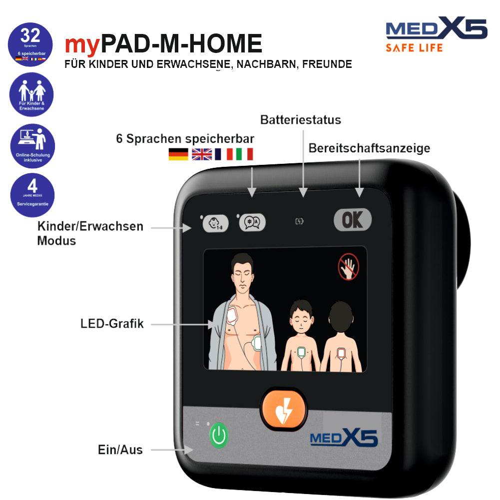 1-59817 -myPAD Heimdefibrillator für zu Hause LED manuell Display