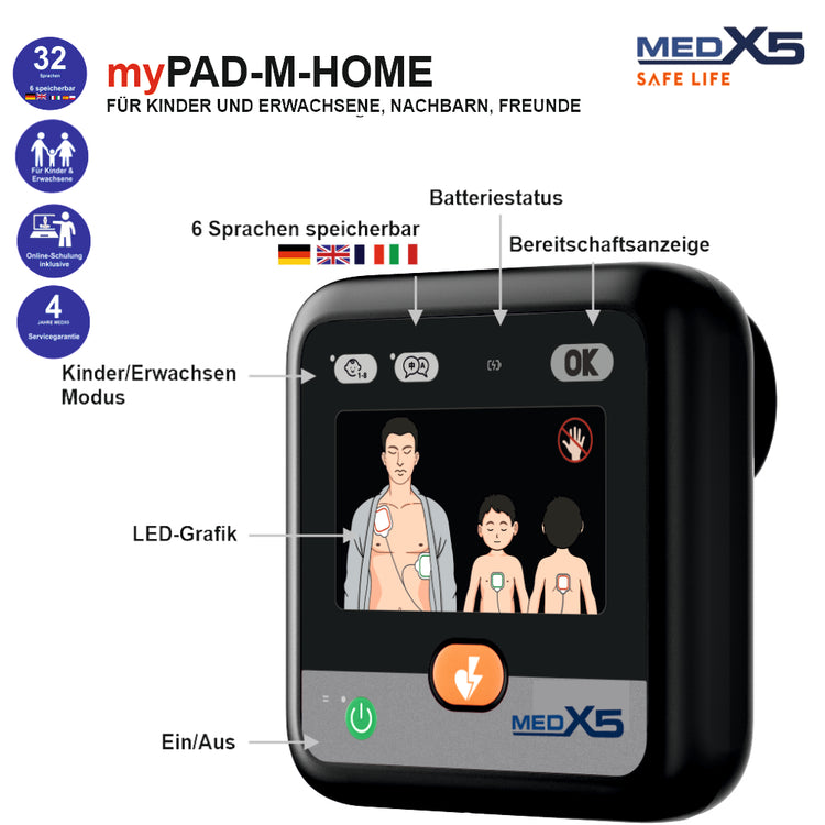 1-59817 -myPAD Heimdefibrillator für zu Hause LED manuell Display