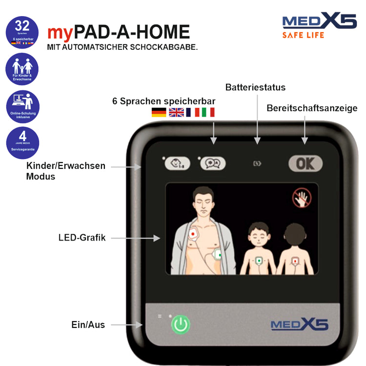 1-59848 -myPAD Heimdefibrillator für zu Hause LED automatisch Display