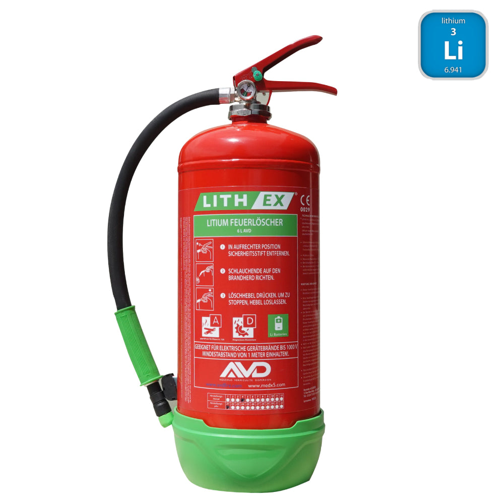LithEX AVD-Feuerlöscher 6L | Li-Ion-Akkus 250-500Wh | A & E Brände