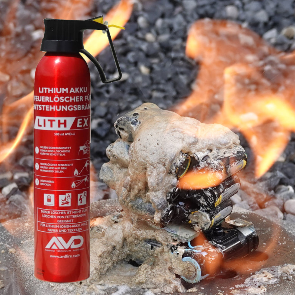 LithEX AVD Feuerlöscher 0,5L für Li-Ion-Akkubrände bis 50Wh