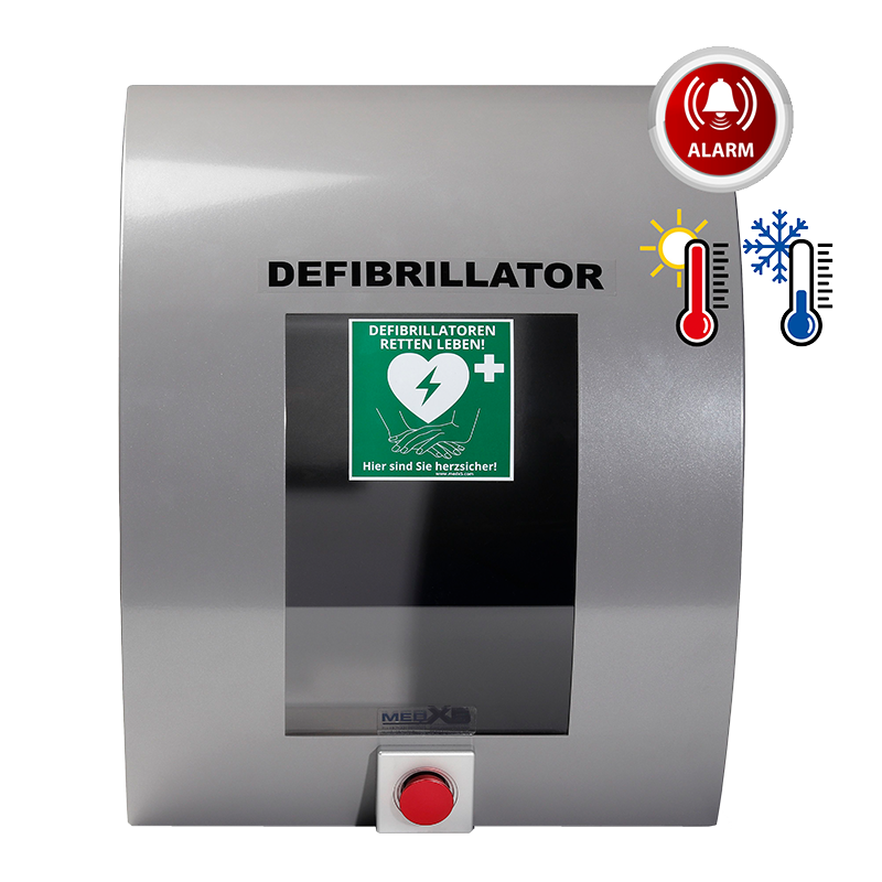 Defibrillator AED Außen-Wandkasten klimatisiert, mit Alarmen, beleuchtet, Universalgröße, L