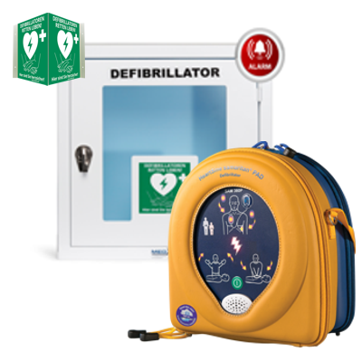 AED-Indoor-Paket mit Metallwandkasten & HeartSine SAM360P Erste-Hilfe- & Laiendefibrillator