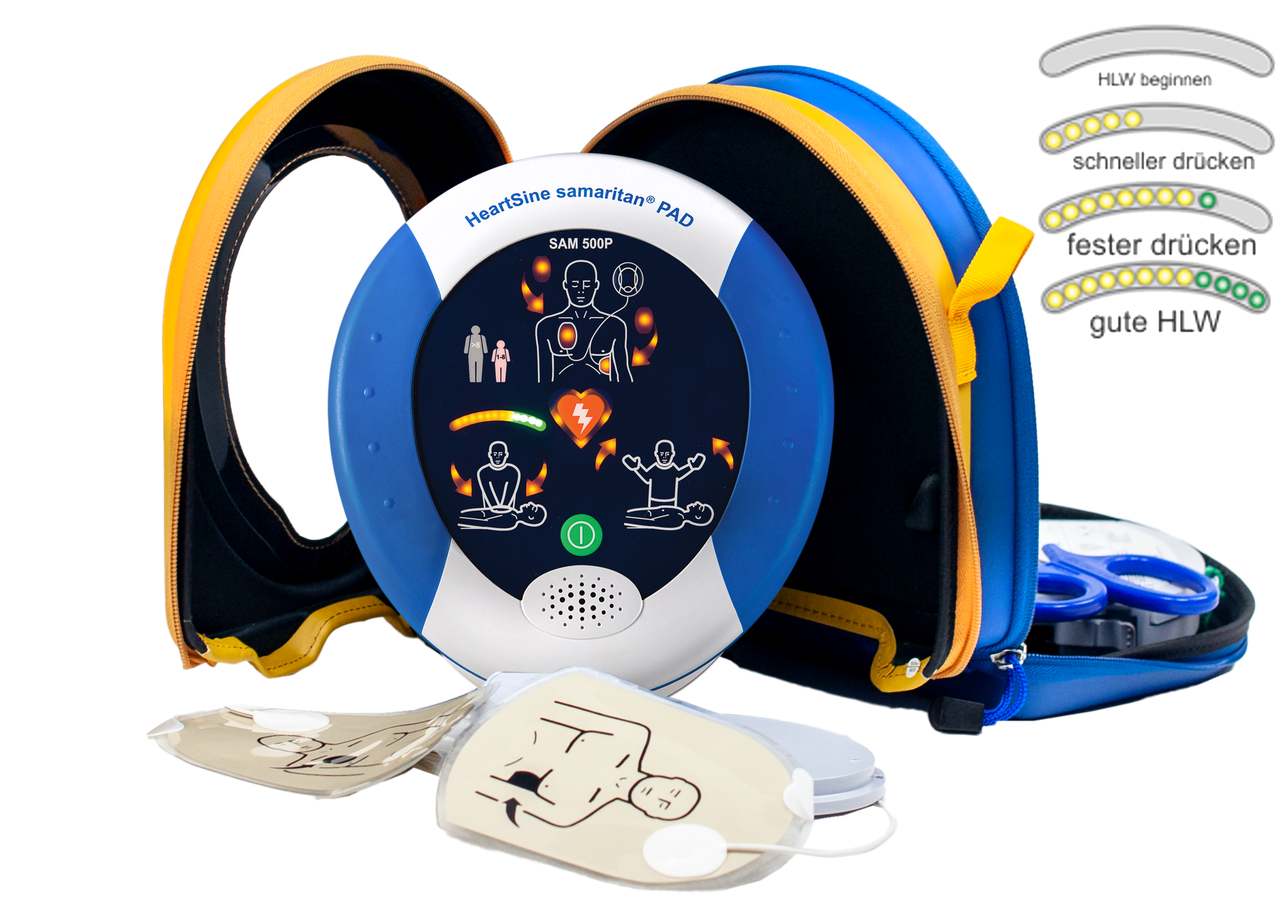 HeartSine SAM 500P Reanimations-Defibrillator/AED, mit Herzdruckmassage-Kontrolle & Echtzeitanleitung, 8 J. Herstellergarantie