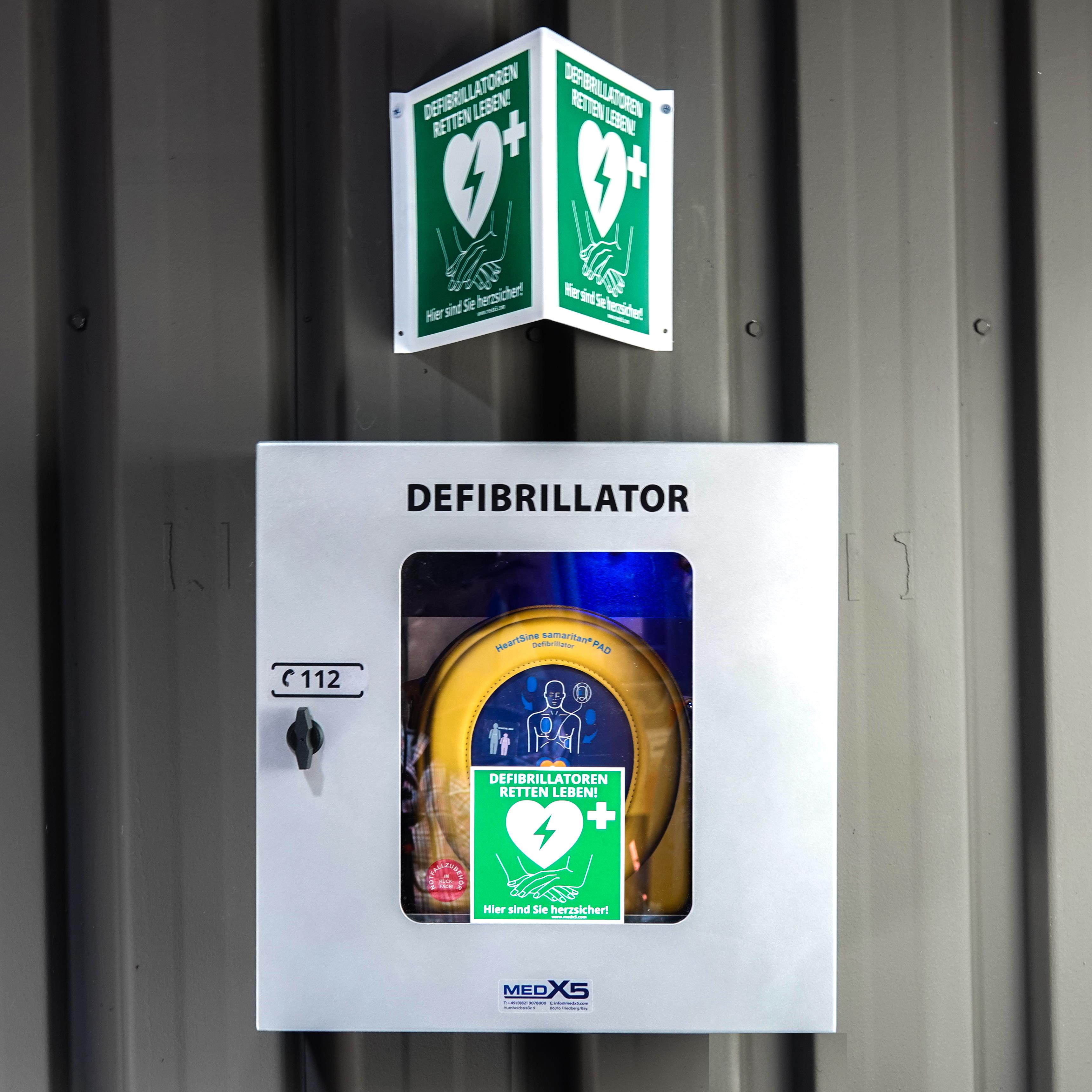 Defibrillator AED Außen-Wandkasten klimatisiert, mit Alarmen, beleuchtet, Universalgröße, S