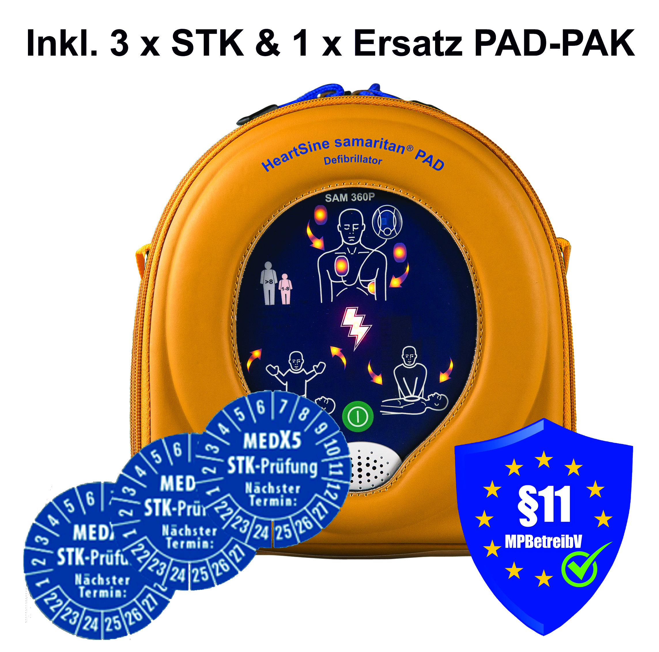 HeartSine samaritan® PAD 360P Defibrillator/AED, inkl. 3 St. STK-Prüfungen und 1. St. PAD-PAK innerhalb der Garantiezeit
