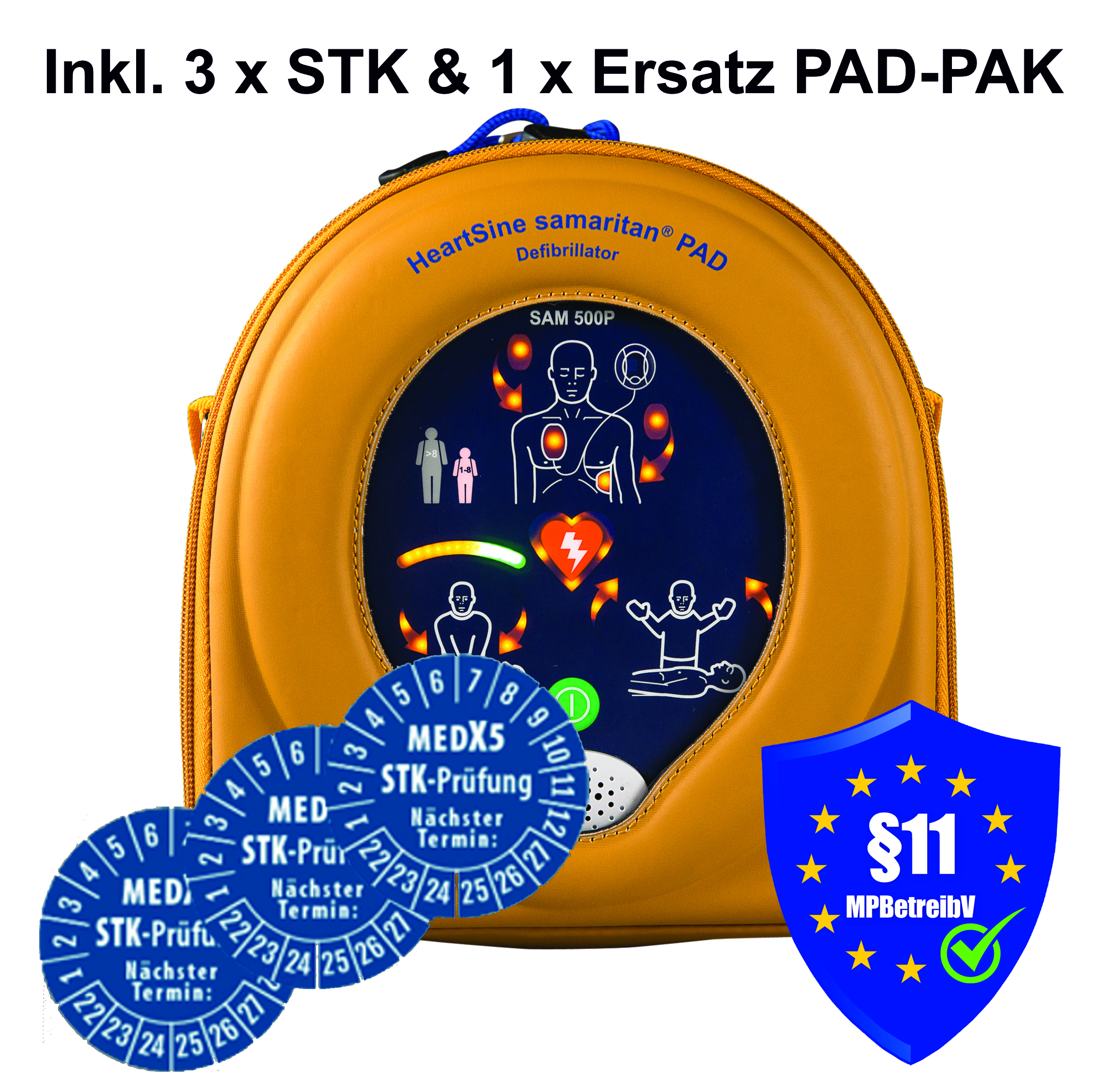 HeartSine samaritan® PAD 500P AED Reanimations-Defibrillator, inkl. 3 St. STK-Prüfungen und 1 St. PAD-PAK innerhalb der Garantiezeit
