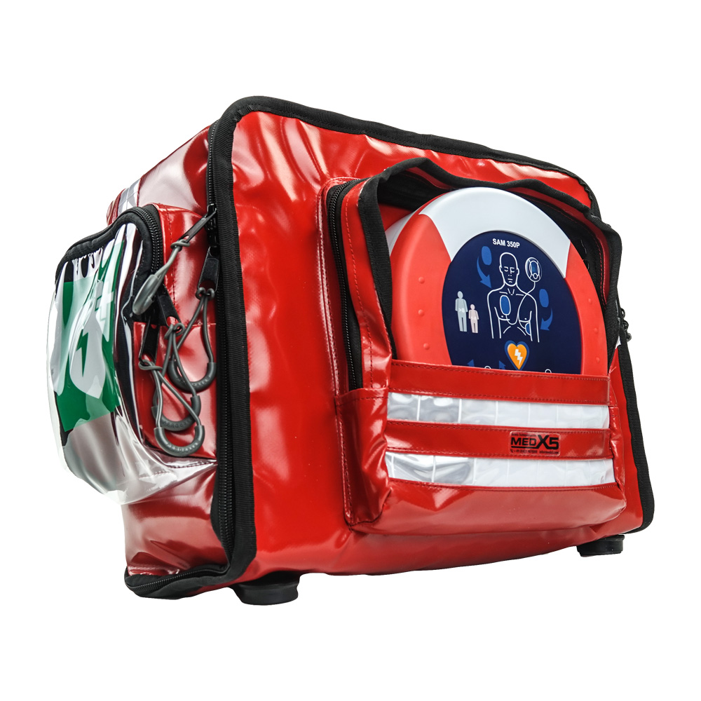SAM-Notfall-Defibrillator für zuhause, 4 J. MedX5 Servicegarantie mit Wand- & Transporttasche