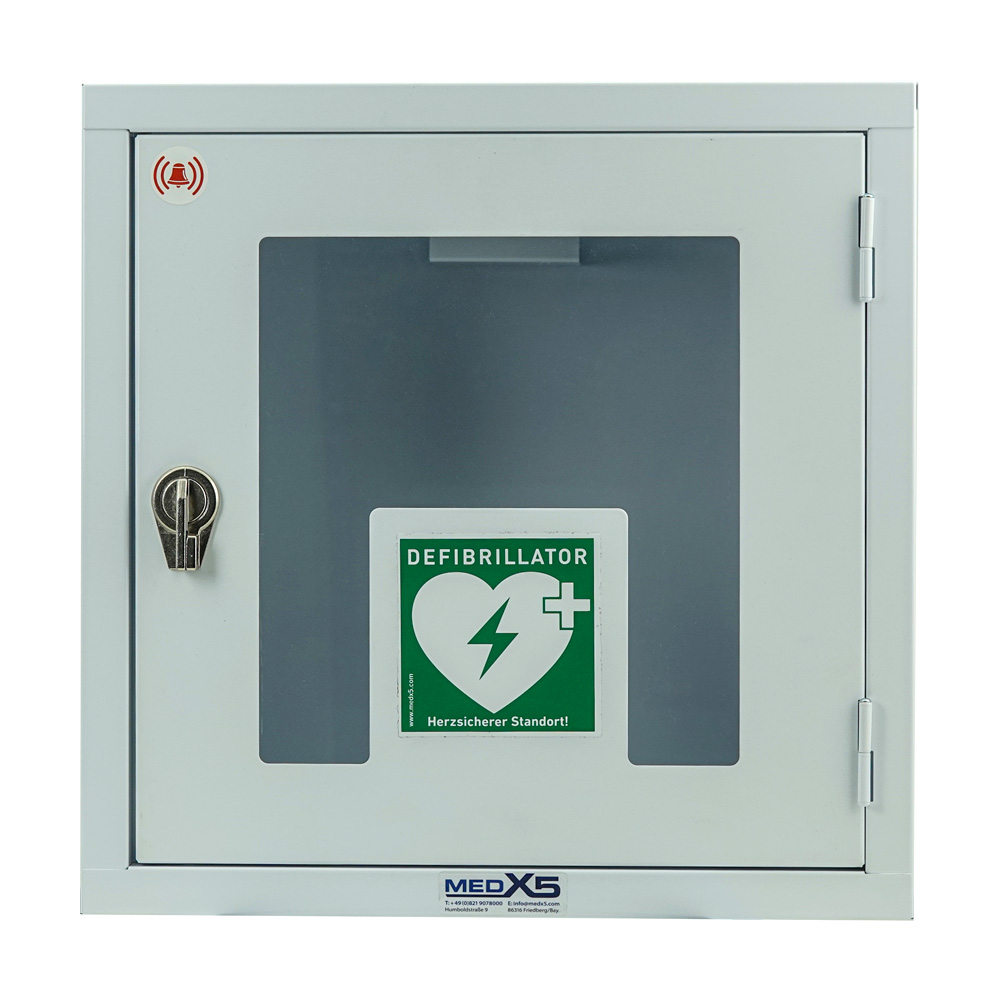 Defibrillator AED Metall-Wandkasten, innen, mit Alarm, Universalgröße