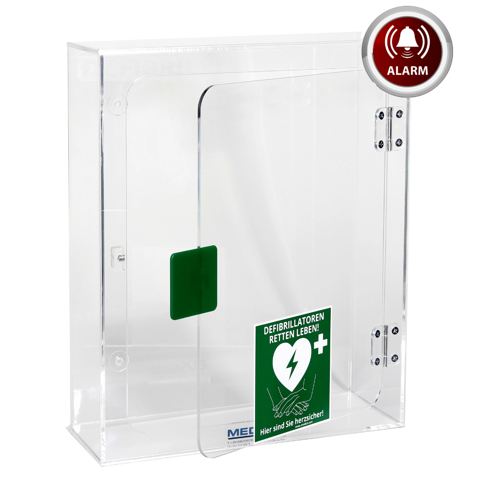 Defibrillator AED Acrylglas-Wandkasten, innen, mit Alarm, Universalgröße