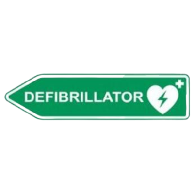 Defibrillator AED-Standort-Straßenschild, linksweisend
