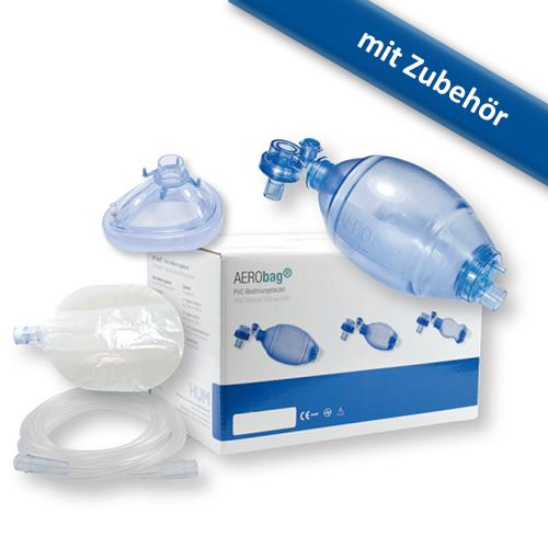 Baby PVC-Beatmungsbeutel-Set, mit Maske Gr. 0 ,1 und 2, O2-Schlauch und -Reservoir