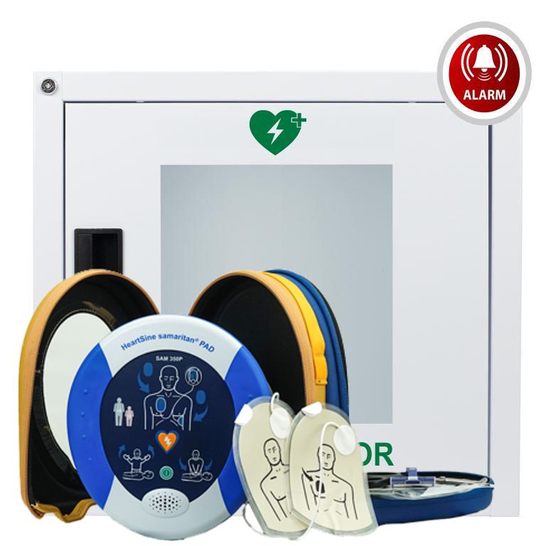HeartSine SAM 350P, DE, Indoor-Paket mit Metallwandkasten inkl. Alarm