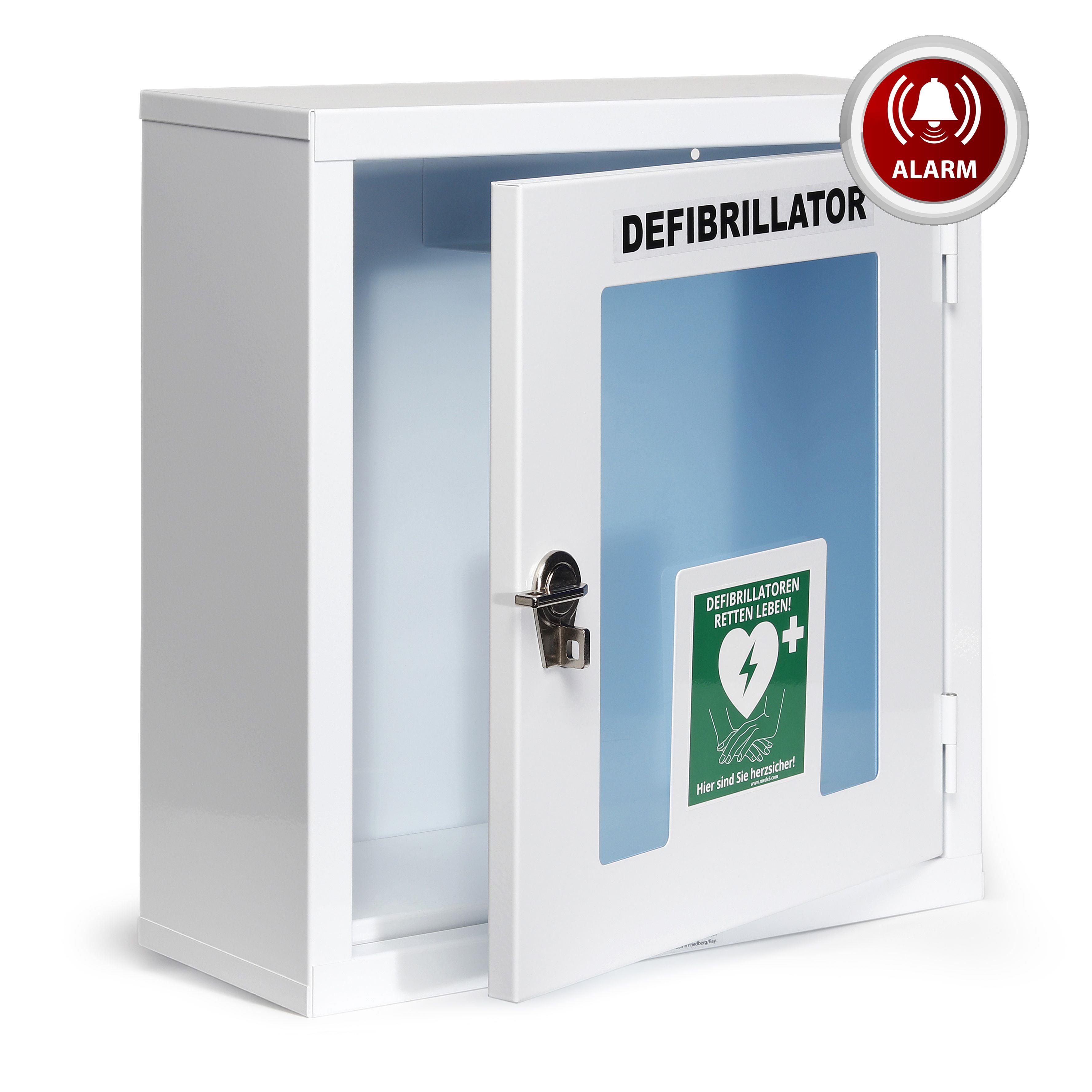 Defibrillator AED Metall-Wandkasten, innen, mit Alarm, Universalgröße