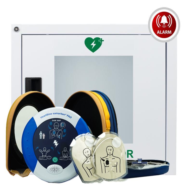 HeartSine SAM 360P, DE, Indoor-Paket mit Metallwandkasten inkl. Alarm