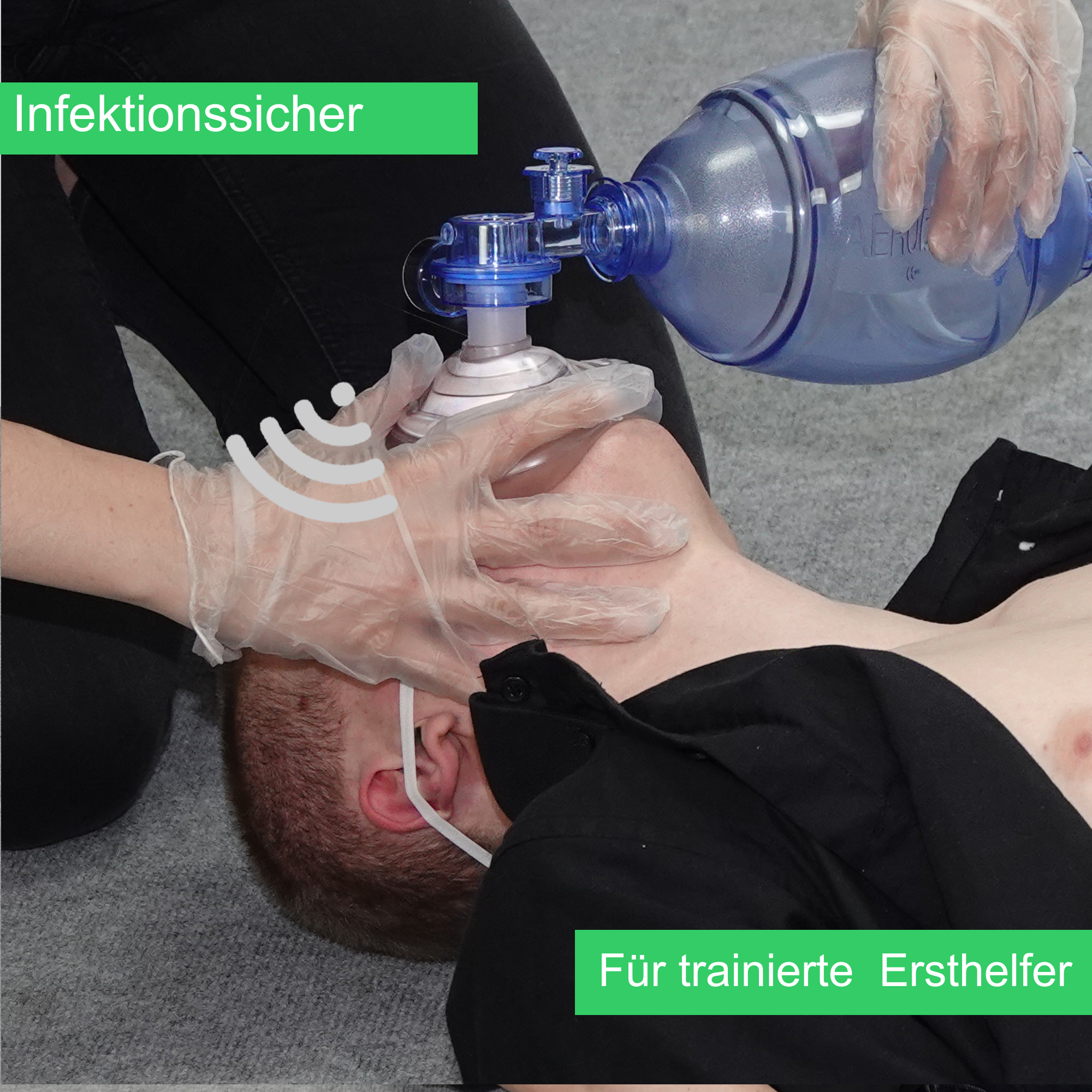 Erste-Hilfe-Poster zur Herzdruckmassage mit Defibrillator (HLW-D), DIN A3