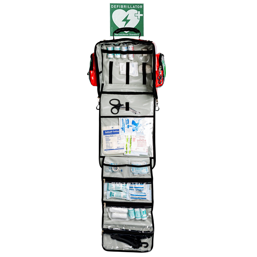 HeartSine SAM 500P Reanimations- & Laiendefibrillator + Erste-Hilfe-Wandtasche (für DIN Befüllungen) mit Defifach